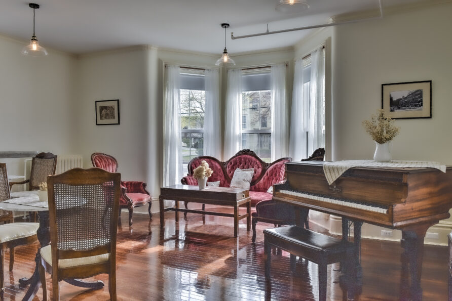 The beautiful front parlor of The Burrell House is the perfect place to relax