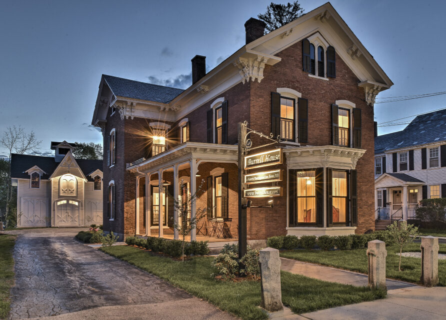 The Burrell House at night in Keene, NH